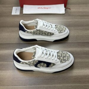 ferragamo trendy napa leather canvas sneakers white