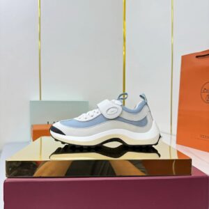 hermes loop leather sneakers blue