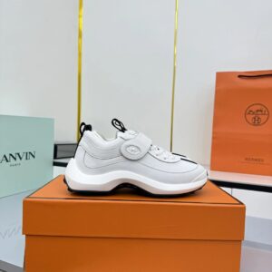hermes loop leather sneakers white