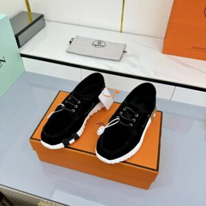 hermes loop leather sneakers black