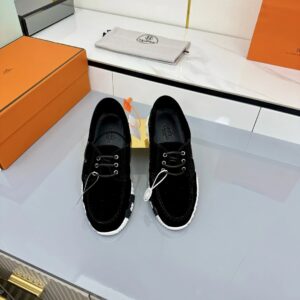 hermes loop leather sneakers black