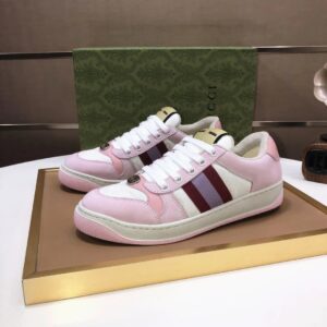 gucci distressed screener sneaker pink