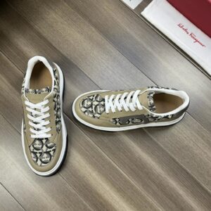 ferragamo trendy napa leather canvas sneakers beige