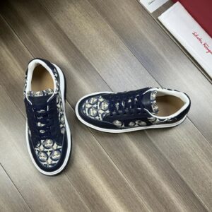 ferragamo trendy napa leather canvas sneakers blue