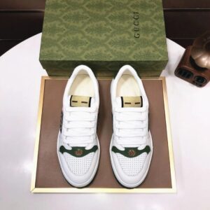 gucci distressed screener sneaker white green
