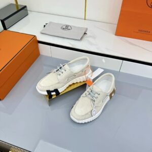 hermes loop leather sneakers beige