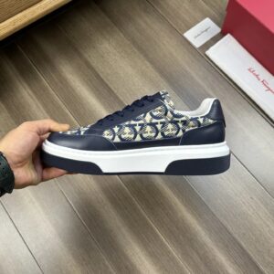 ferragamo trendy napa leather canvas sneakers blue
