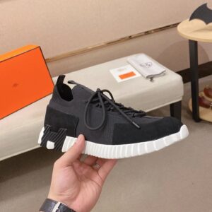 hermes lift slip ons sneakers black white