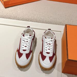 hermes jet suede sneakers white red