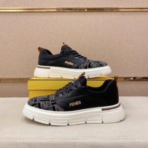 fendi new sneakers leather black gray