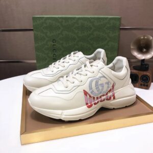 gucci rhyton clunky sneakers white red