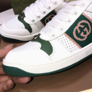 gucci distressed screener sneaker white green
