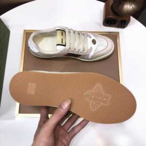 gucci distressed screener sneaker white