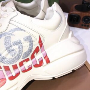 gucci rhyton clunky sneakers white red