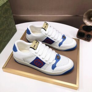 gucci distressed screener sneaker white blue
