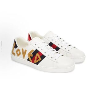 gucci ace embroidered low top sneakers red green