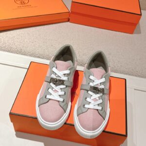 hermes day leather sneakers pink