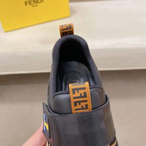fendi new sneakers leather black orange