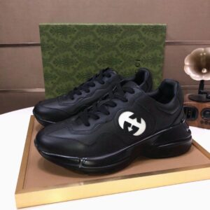 gucci rhyton clunky sneakers black white