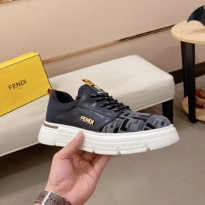 fendi new sneakers leather black gray