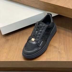ferragamo napa leather sneakers black