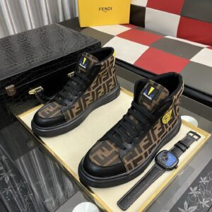 fendi luxury high top sneakers brown
