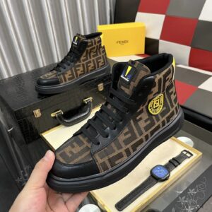 fendi luxury high top sneakers brown