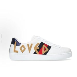 gucci ace embroidered low top sneakers red green