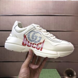 gucci rhyton clunky sneakers white red