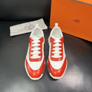 hermes bouncing luxury sneakers red white