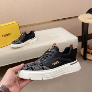 fendi new sneakers leather black gray