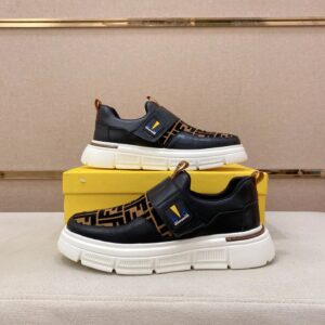 fendi new sneakers leather black orange