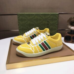 gucci distressed screener sneaker yellow