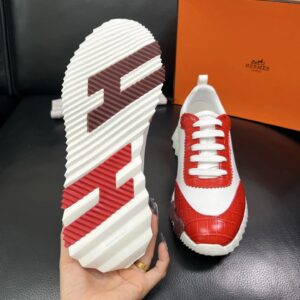hermes bouncing luxury sneakers red white