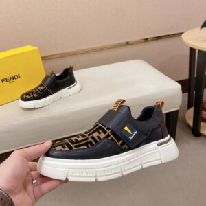 fendi new sneakers leather black orange