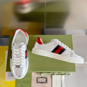 gucci ace bee sneakers silver
