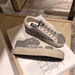 golden goose hi star sneakers glitter silver