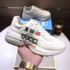 gucci rhyton clunky sneakers white black
