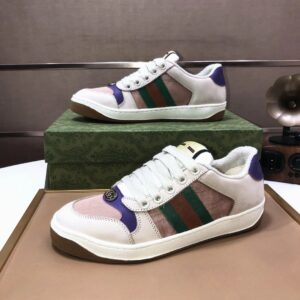 gucci distressed screener sneaker beige