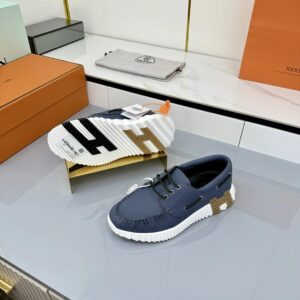 hermes loop leather sneakers navy