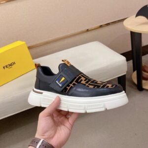 fendi new sneakers leather black orange