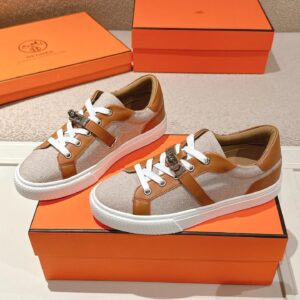 hermes day leather sneakers brown