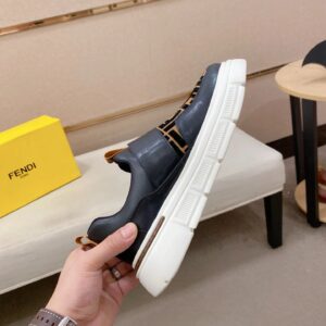 fendi new sneakers leather black orange