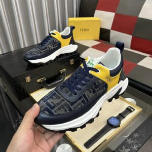 fendi classic sneakers navy blue yellow