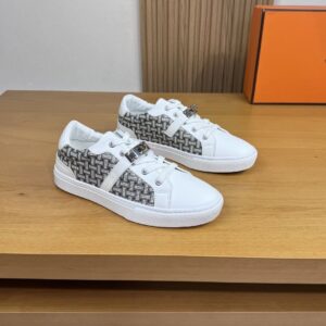 hermes day nappa sneakers white gray