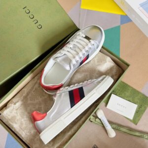 gucci ace bee sneakers silver