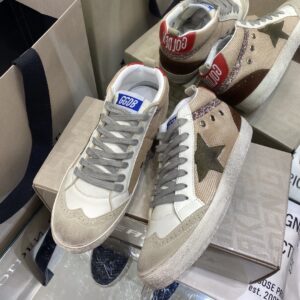 golden goose sky star high tops sneakers red brown
