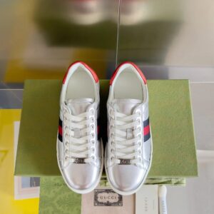 gucci ace bee sneakers silver