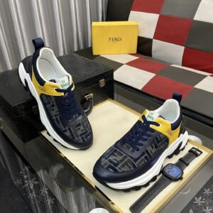 fendi classic sneakers navy blue yellow