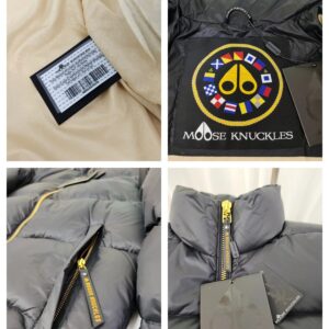 moose knuckles logo zipper jacket black